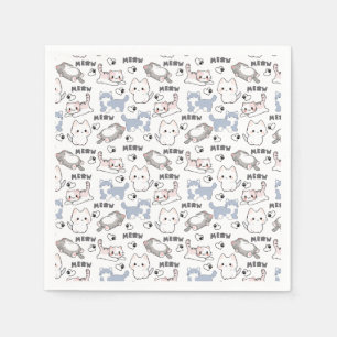 Serviette En Papier Adorables chatons dodus et cœurs Meow