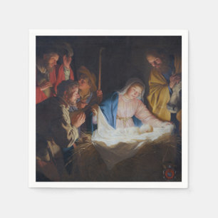 Serviette En Papier Adoration des bergers - Honthorst - Noël