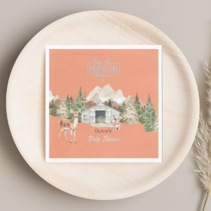 Serviette En Papier Adventure Attend Burnt Orange Mountain Baby shower