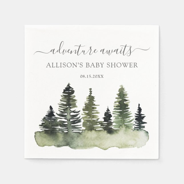 Serviette En Papier Adventure Attend le Baby shower des bois (Devant)