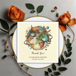Serviette En Papier Adventure Attend le Baby shower Vintage Globe