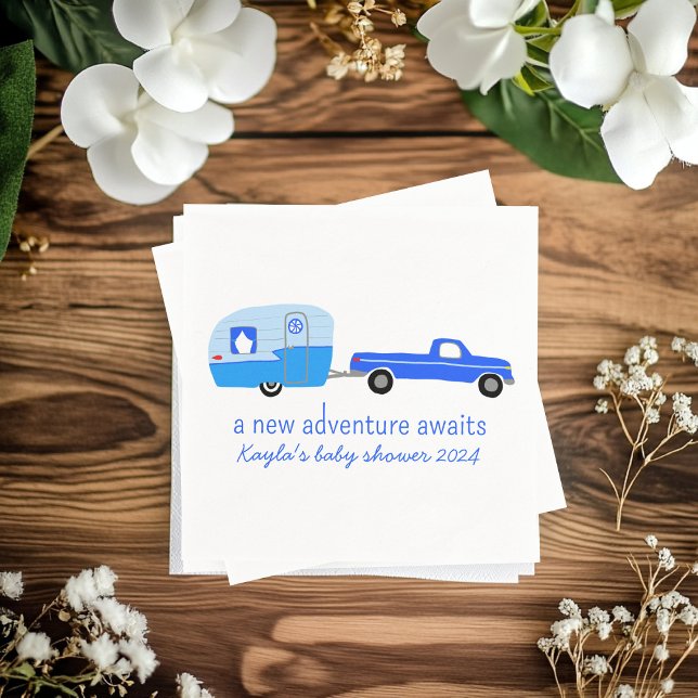 Serviette En Papier Adventure Attend un BABY SHOWER de camion et de re (Adventure Awaits Cute Truck & Trailer BABY SHOWER Napkins
)