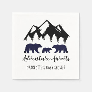 Serviette En Papier Adventure Await Ours Baby shower serviettes