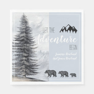 Serviette En Papier Adventure Await Rustic Woodland Bears Baby shower