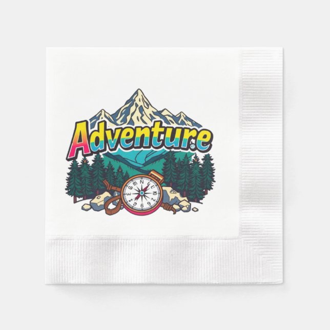 Serviette En Papier Adventure Mountain – Outdoor Hiking Nature Design  (Devant)