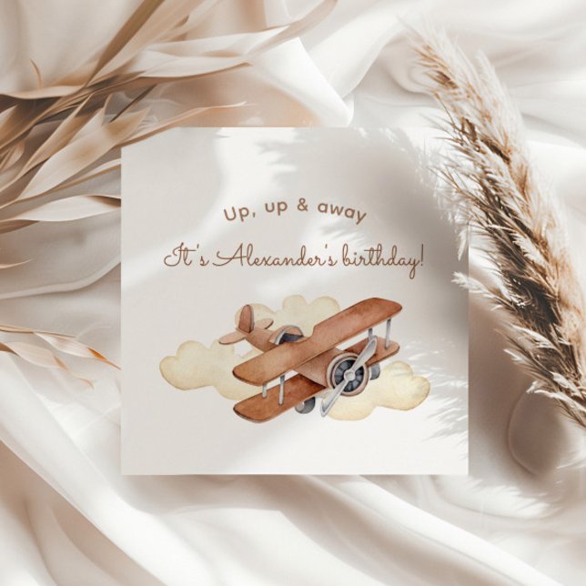 Serviette En Papier Aéronef vintage Biplane Boy's Birthday (Créateur téléchargé)