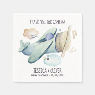 Serviette En Papier Aéronefs en aquarelle bleu