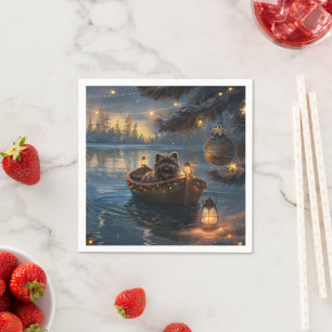 Serviette En Papier Affenpinscher Festive Christmas Voyage