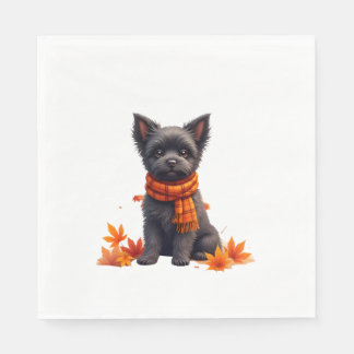 Serviette En Papier Affenpinscher With Heart Made Of Autumn Leaves