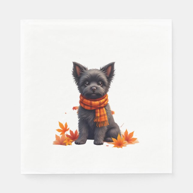 Serviette En Papier Affenpinscher With Heart Made Of Autumn Leaves (Devant)