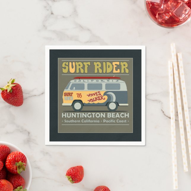 Serviette En Papier Affiche de Surf Rider Huntington Beach (En situation)