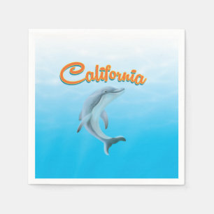 Serviette En Papier Affiche de voyage vintage dauphin Californie