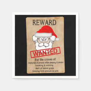 Serviette En Papier Affiche Recherchée drôle du père noël