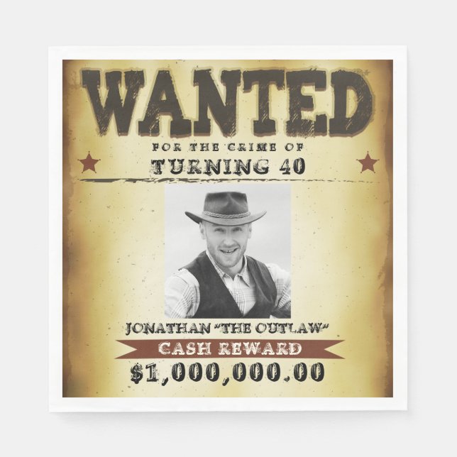 Serviette En Papier Affiche recherchée thème cowboy pour fête d'annive (Devant)
