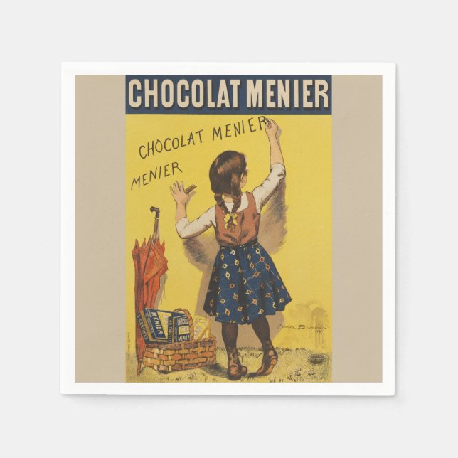 Serviette En Papier Affiche vintage Chocolat Menier française Art Boui (Devant)