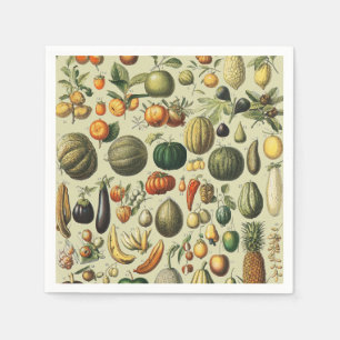 Serviette En Papier Affiches de fruits botaniques vintage françaises