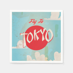 Serviette En Papier Affiches de voyage à Tokyo, Japon Vintage