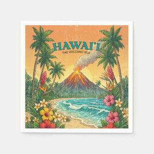 Serviette En Papier Affiches de voyage hawaïennes vintage - Île d'Hawa