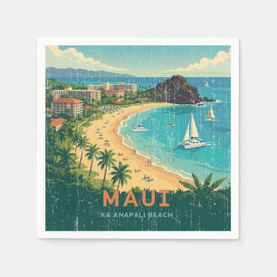 Serviette En Papier Affiches de voyage hawaïennes vintage - Maui