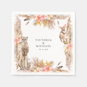 Serviette En Papier Africain Safari Boho Floral Monogramme