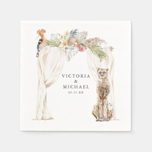 Serviette En Papier Africain Safari Boho Floral Monogramme