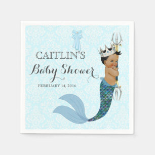 Serviette En Papier African American Baby Boy Merman Prince Crown