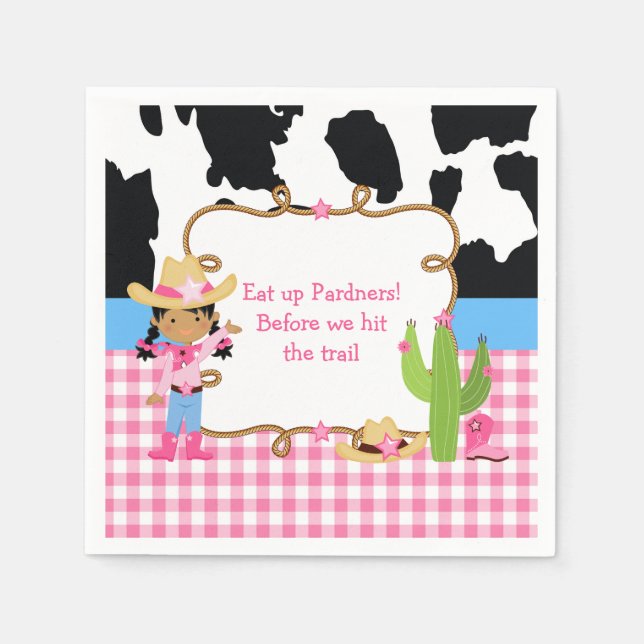 Serviette En Papier African American Cowgirl Western Anniversaire (Devant)