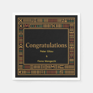 Serviette En Papier African Gold Kente Wedding Party Napkin