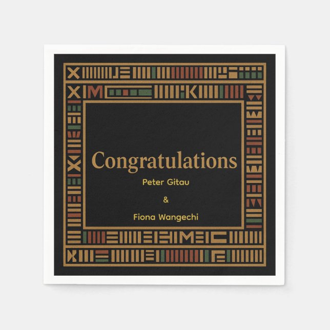 Serviette En Papier African Gold Kente Wedding Party Napkin (Devant)