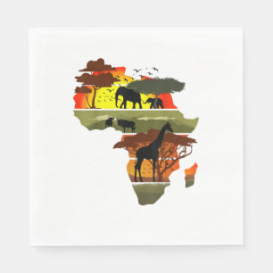 Serviette En Papier Afrique Continent coucher de soleil Safari Nature 