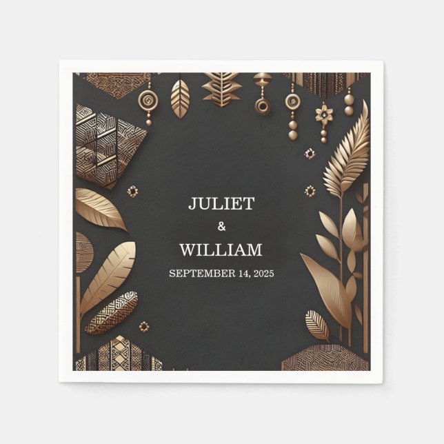 Serviette En Papier Afrique Ghana Brown traditionnel Nigéria Mariage (Devant)