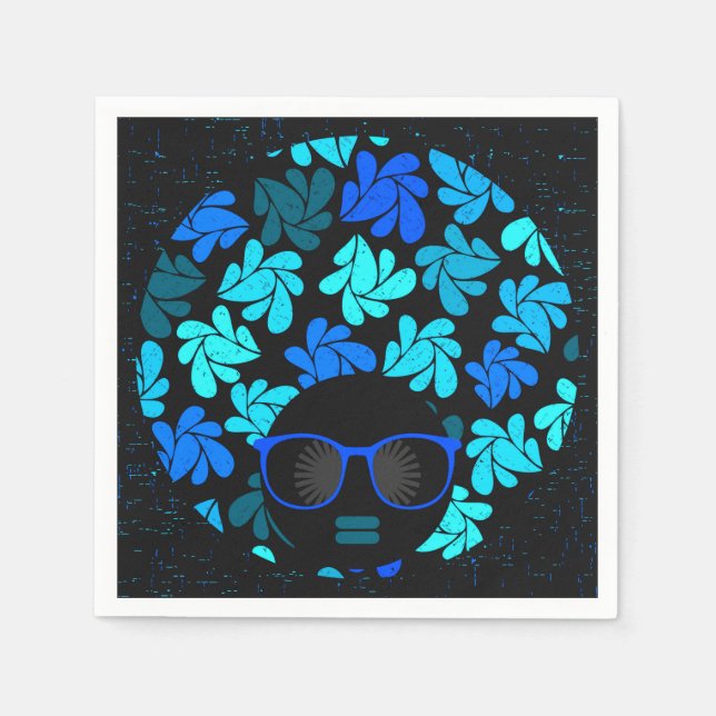 Serviette En Papier Afro Diva Bleu  (Devant)