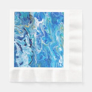 Serviette En Papier Agate folle élégante 6 de dentelle - bleu d'océ