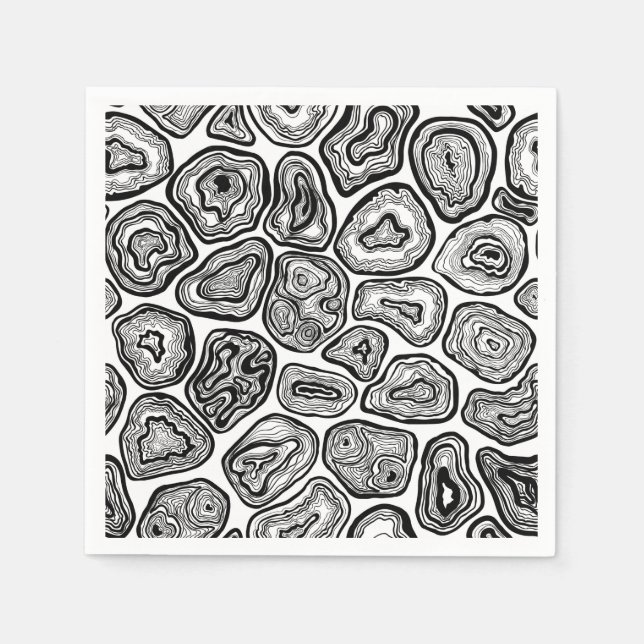 Serviette En Papier Agate les tranches en noir et blanc (Devant)