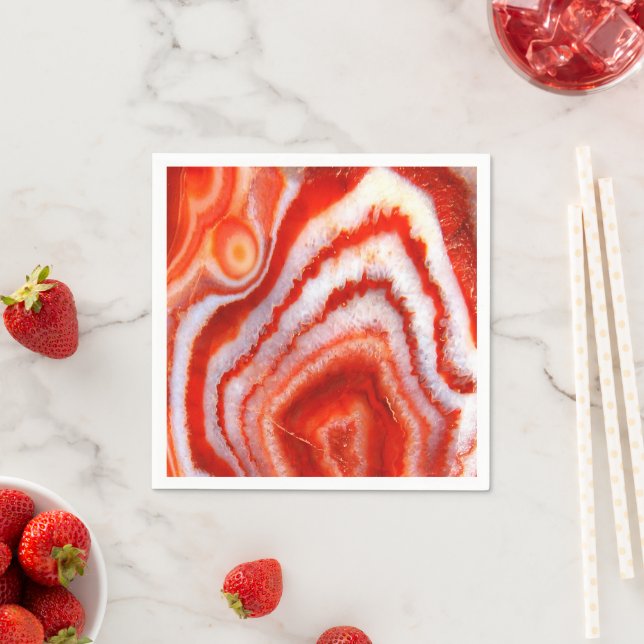 Serviette En Papier Agate Orange Sanguine. (En situation)