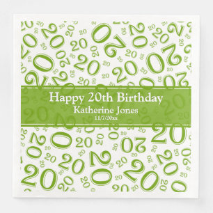 Serviette En Papier Âge 20 Motif de nombre aléatoire Blanc/Vert