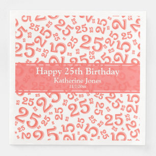 Serviette En Papier Âge 25 Nombre aléatoire Motif Coral/Blanc