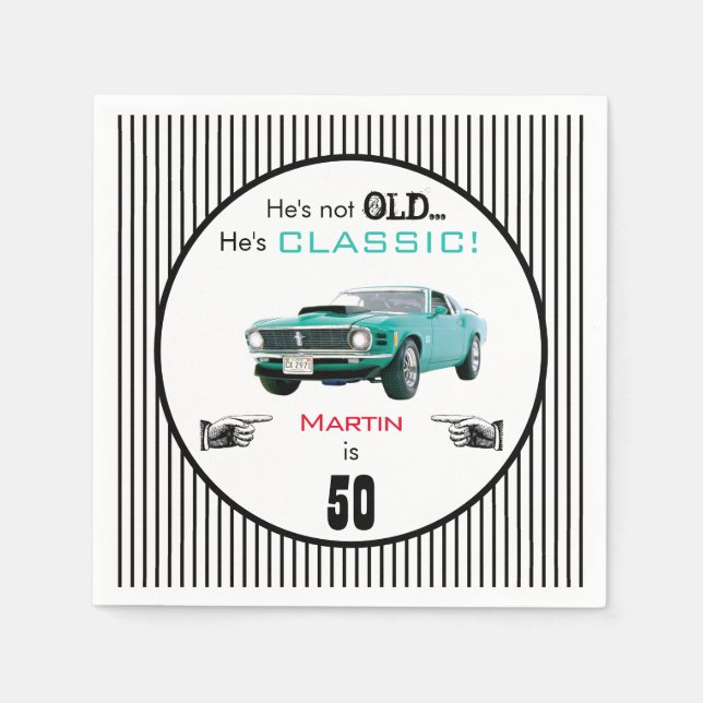 Serviette En Papier Âge Personnalisé Pas Vieille Mais Voiture Classiqu (Devant)