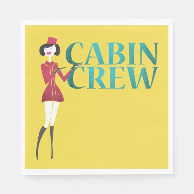 Serviette En Papier Agent de bord avec typographie de l'équipage Cabin (Devant)