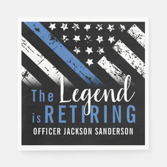 Serviette En Papier Agent du Parti de retraite de la police Ligne bleu (Devant)