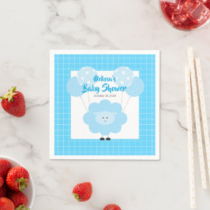 Serviette En Papier Agneau Bleu doux Baby shower moderne simple