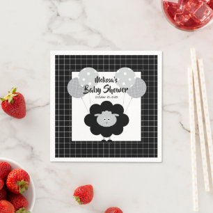 Serviette En Papier Agneau noir blanc mignon Baby shower moderne doux