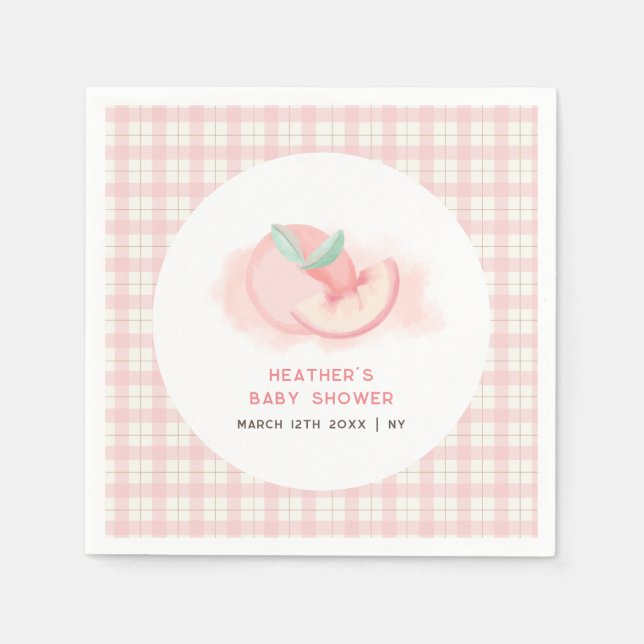 Serviette En Papier Agritourisme rose En vichy Baby shower de pêche (Devant)