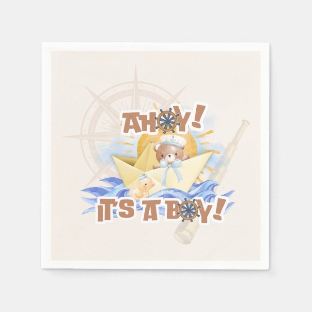 Serviette En Papier Ahoy ! Bébé garçon Douche Papier serviettes (Devant)