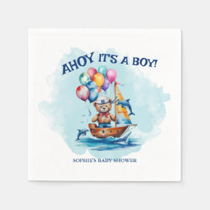 Serviette En Papier Ahoy C'Est Un Garçon Baby shower À Thème Nautique
