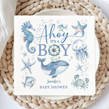 Ahoy It's a Boy Blue Nautical Sailor Baby Shower