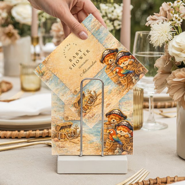 Serviette En Papier Ahoy Matey Storybook Pirates Baby Shower (Créateur téléchargé)