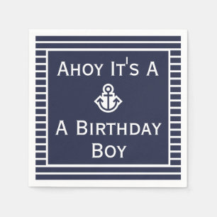 Serviette En Papier Ahoy nautique C'est un garçon d'anniversaire servi