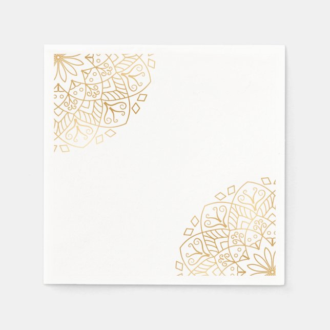 Serviette En Papier Aïd Moubarak Golden Mandala (Devant)