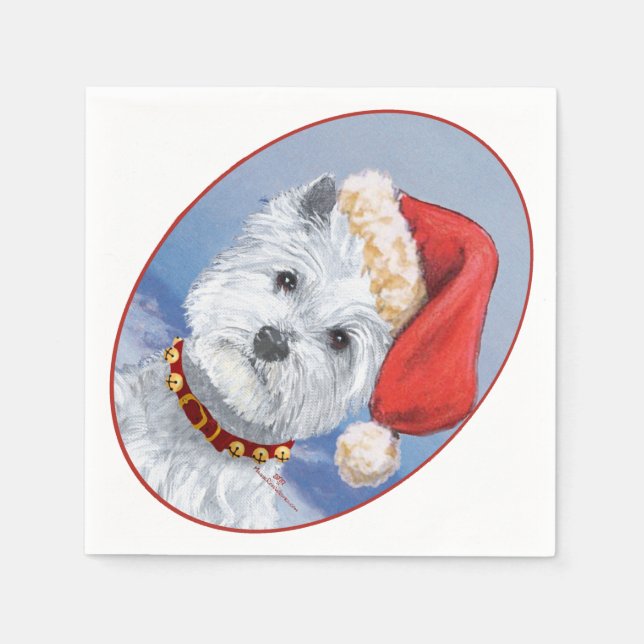 Serviette En Papier Aide du Père Noël Westie (Devant)
